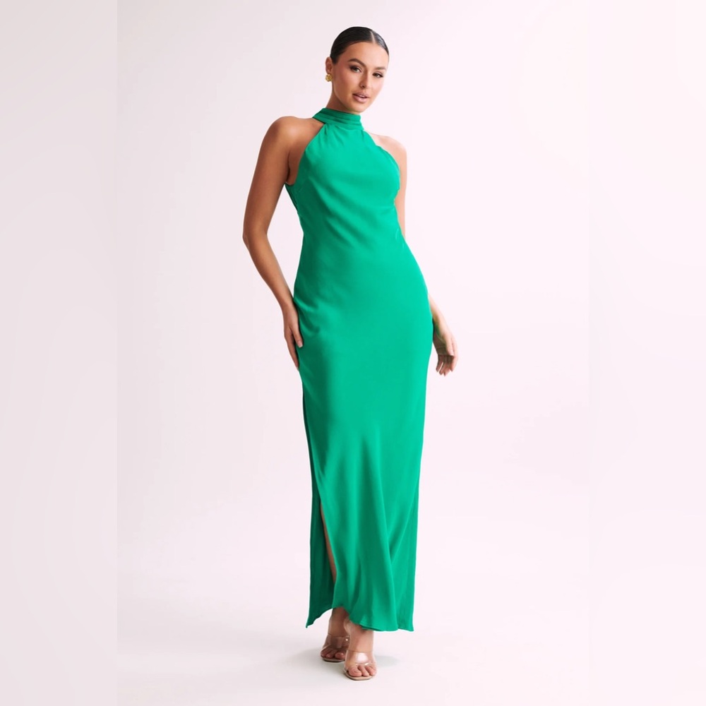 Claire Satin Drape Back Maxi Dress